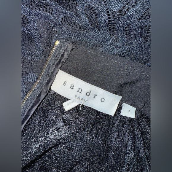Sandro Women’s Black Mini Lace-panel Dress Fitted Size 1 - Picture 12 of 14